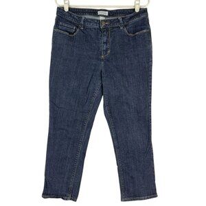 St. John's Bay Women's Blue‎ Denim Cropped Jeans Size 12 Stretch Slim Mid Rise